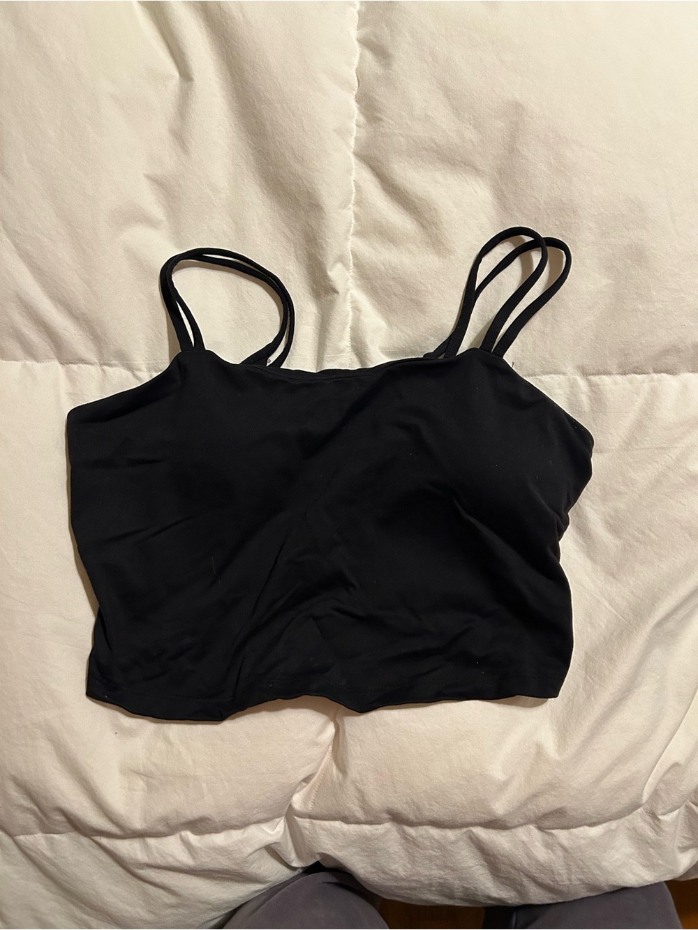 Double-Strap Black Crop Tank Top